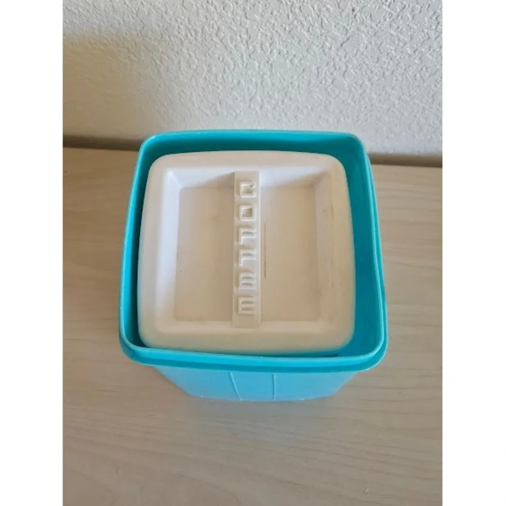 Vintage Mid Century Plastic Sugar and Coffee Canister Set Blue Cream Nesting